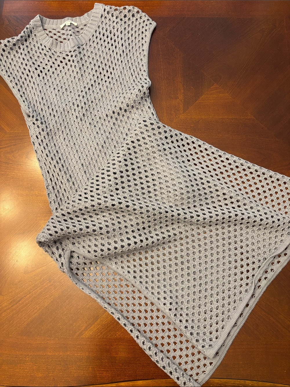 Splendid Light Gray Open-Knit Sleeveless Dress